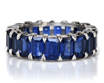 Modern 25 carats Blue Sapphire Platinum Eternity Band Ring