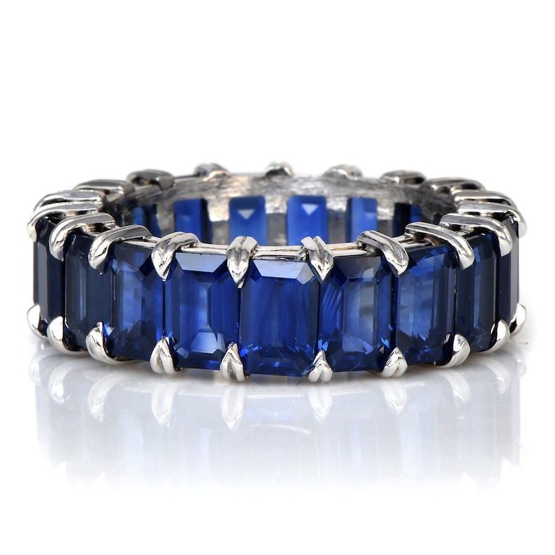 Modern 25 carats Blue Sapphire Platinum Eternity Band Ring image 1