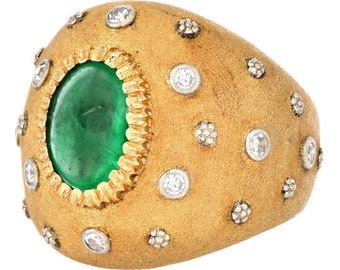 Buccellati Diamant Cabochon Smaragd 18K Gold Dome Ring