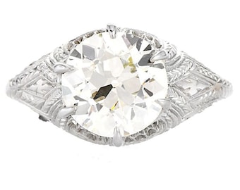 Bague de fiançailles en or vieilli européen de 2,93 cts avec diamants