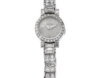 Cartier Vintage Diamond Platinum Swiss Collectible Ladies Watch