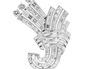 Vintage Art Deco  13.85carats Diamond  Bouquet Platinum Brooch Pin