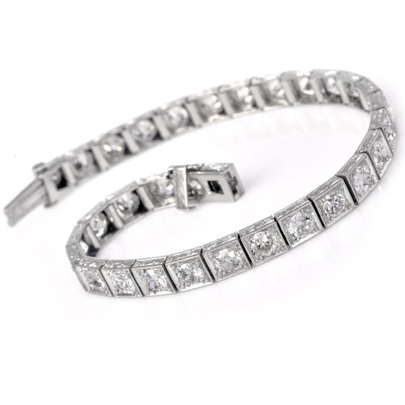 Antique Deco 10.85cts Old Mine Diamond Platinum B… - image 2