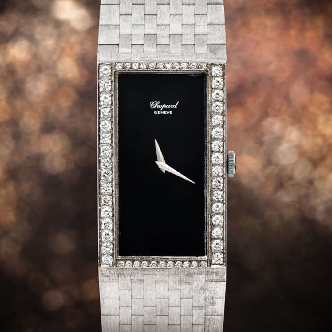 Chopard Happy Diamond 18k Yellow Gold Black Onyx Dial 32mm
