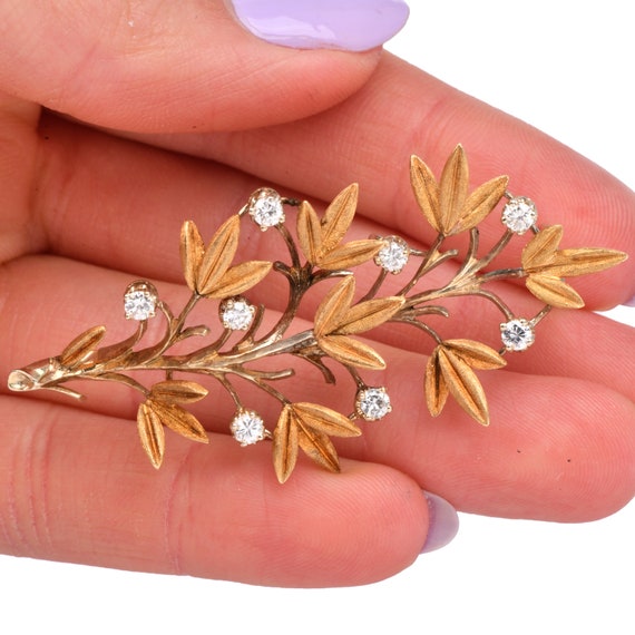 Buccellati Vintage Diamond Flower 18k Gold Spray … - image 4