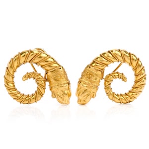 Vintage Zolotas Greek 22K Large Clip On Earrings