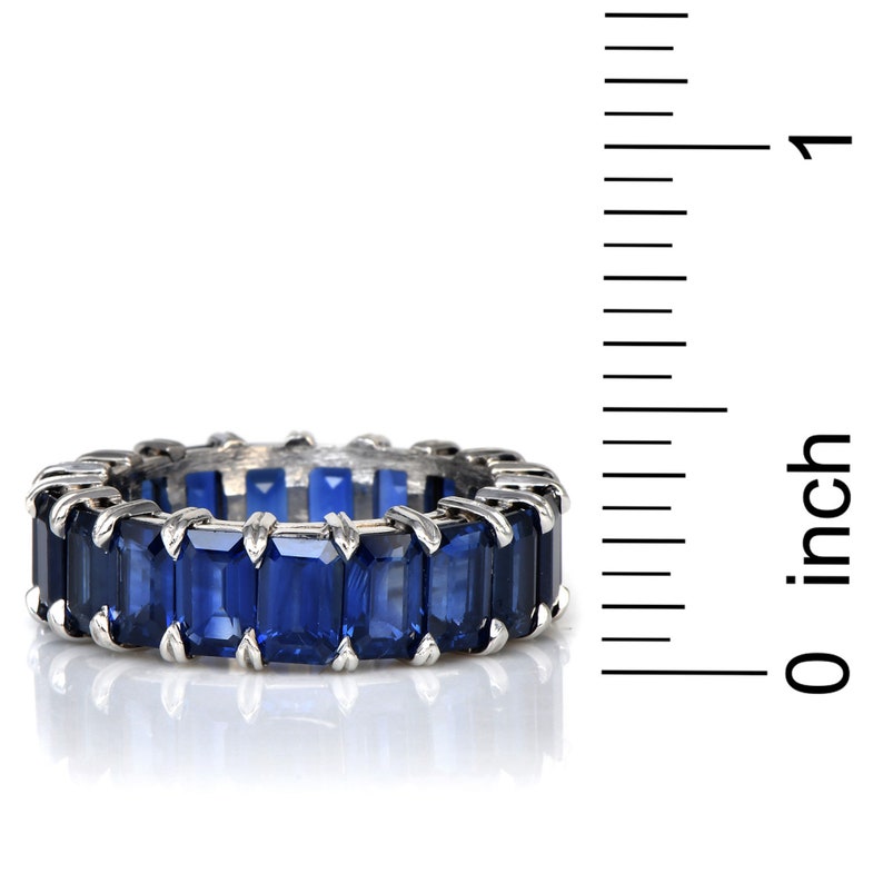 Modern 25 carats Blue Sapphire Platinum Eternity Band Ring image 5