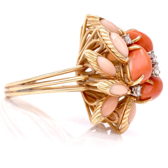 Vintage Multi-Color Coral Diamond Gold Cocktail C… - image 6