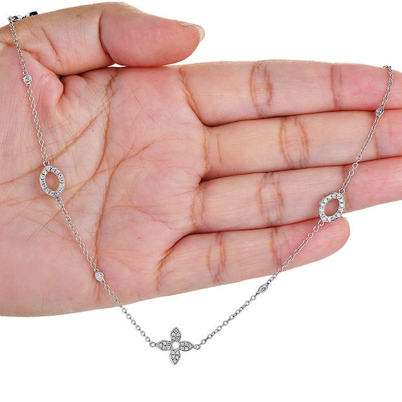 Diamond Clover 18K Gold Choker Diamond By Yard Ne… - image 5