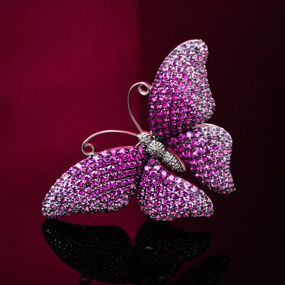 Pink sale butterfly brooch
