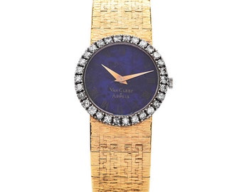 PIAGET VCA Vintage Diamond Lapis Lazuli Dial 18K Gold Watch
