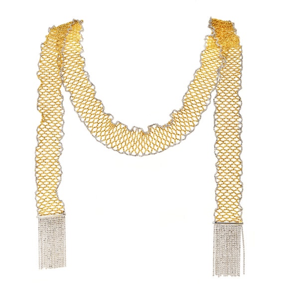 Long Mirror Beads Mesh Wrap Around Scarf Italian … - image 2