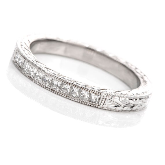 Princess Diamond Platinum Wedding Band - image 4