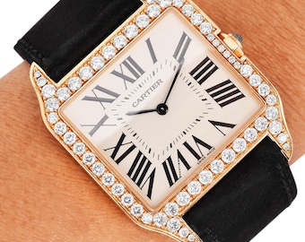 Estate Cartier Santos Dumont 2650 18K yellow Gold Diamond-Set Watch