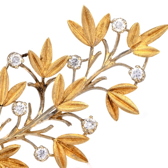 Buccellati Vintage Diamond Flower 18k Gold Spray … - image 5