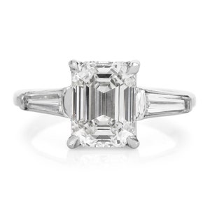 3.41cts GIA Emerald-Cut Diamond Baguette Platinum engagement ring