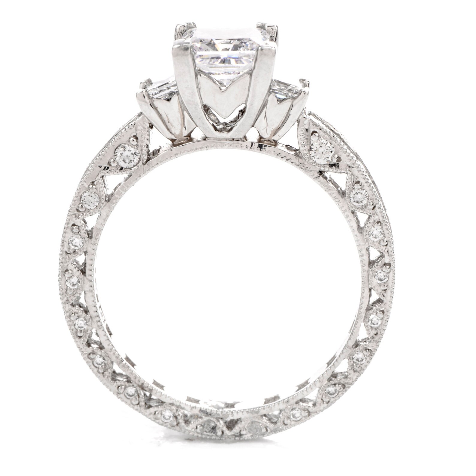 Tacori Diamond Platinum 3 Stone Eternity Engagement Semimount Etsy