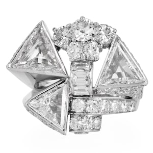 Estate Trillion-Cut 8.49 Carats Diamond Platinum Cocktail Ring