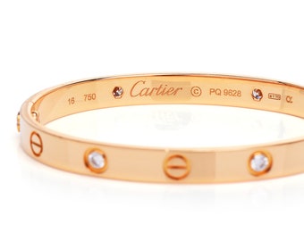 Cartier Diamond Love Bangle 18k Rose Gold Bracelet Size 16 Etsy