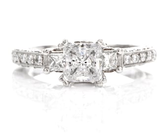 Tacori Diamond Platinum 3 Stone Engagement Semi-mount Ring