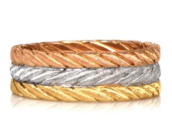 Buccellati 18K Tri-Color Gold Braided Eternity Band Ring