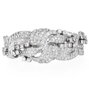 Vintage 18.00cts Diamond Platinum Ribbon Statement Bracelet