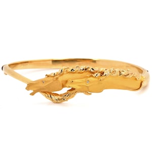 Carrera Y Carrera Diamond 18K Gold Double Horse Head Bangle Bracelet