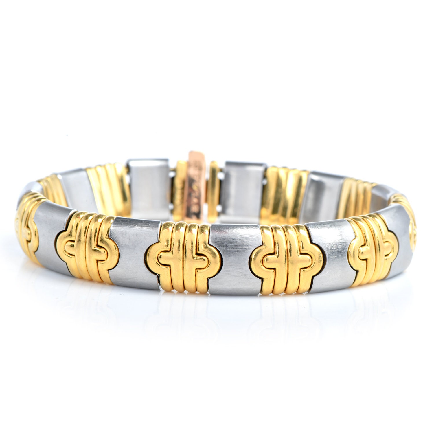 Vintage Bvlgari Perentesi 18K Gold Stainless Steel 2-Tone Link Bracelet