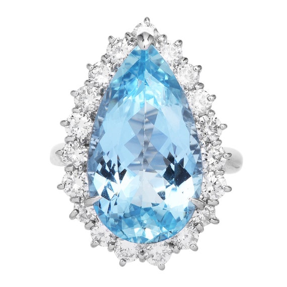 GIA 10.77ct アクアマリン ダイヤモンド プラチナ ドロップ ペアカット 
