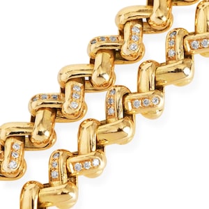 Estate 3.30cts Diamond 18K Gold Braided Link Statement Chain Necklace