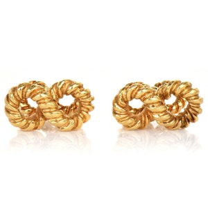 Vintage Tiffany & Co 18K Yellow Gold Infinity Rope Know Mens Cufflinks