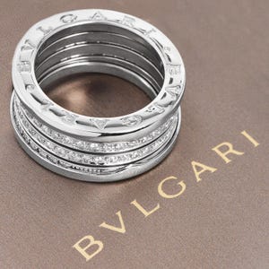 Estate Bvlgari B.Zero1 Diamond Ring | 18K White Gold 4-Band Eternity Ring | VVS EF Pavé Diamonds | Size 7.5 | Designer Luxury Gift