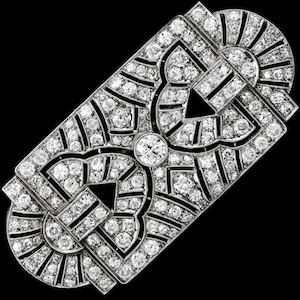 Antique Art Deco 5.50ct Diamond Platinum Filigree Geometric Open Brooch Pin