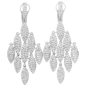 Estate 7.29cts Diamond 14K White Gold Dangle Drop Chandelier Earrings