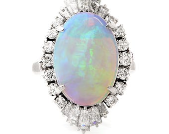 GIA-zertifizierter 5,40 Karat Opal Diamant Platinring - Größe 4,25