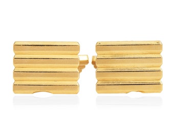 Cartier Vintage 18K Yellow Gold Four Bar Textured Tuxedo Cufflinks