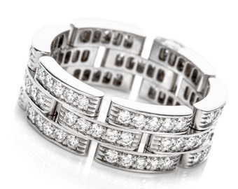 CARTIER Diamond 18K Maillon Panthère Open Link Unisex Band Ring