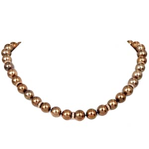 Estate Pearl 7.33cts Diamond Rose Gold Clasp Statement Necklace