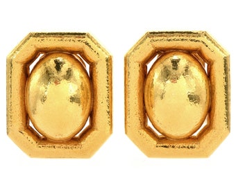 Vintage David Webb Chic Hammer finish 18K Yellow Gold Dome Clip On Earrings