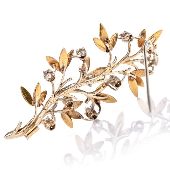 Buccellati Vintage Diamond Flower 18k Gold Spray … - image 2