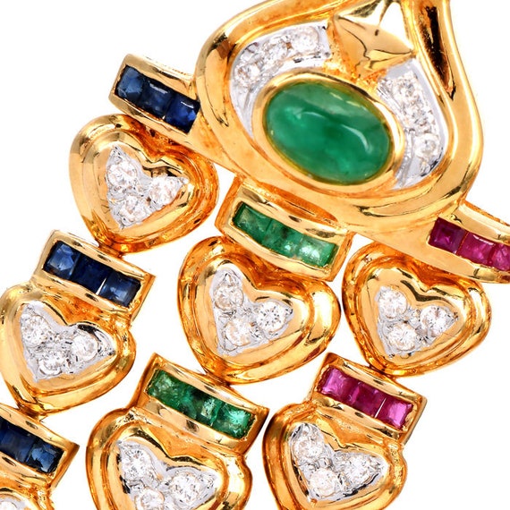 Estate Diamond Precious Gemstone 18K Gold Drop Ea… - image 7