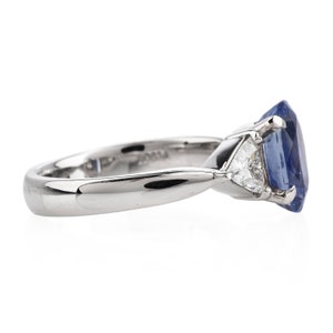 GIA Oval Sapphire Diamond Platinum Three Stone Ring image 6