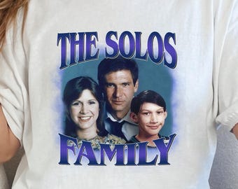 star wars, solo family, harrison ford, carrie fischer, adam driver, han solo, princess leia, han solo shirt, star wars poster