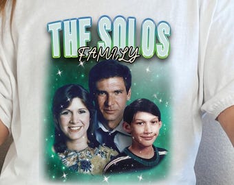 star wars, solo family, harrison ford, carrie fischer, adam driver, han solo, princess leia, han solo shirt, star wars poster