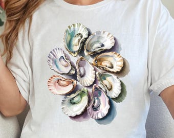Oyster Shell Shirt, Sea Shell Coastal Beach T-Shirt, Ocean Vibes Summer Tee, Seaside Shell Graphic Tee, Beach Summer Shirt