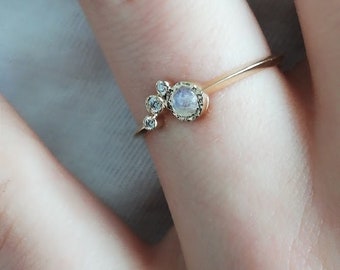 Classique Carré Rose Aigue-marine anneau mariage 18K or blanc rempli Band Taille 7