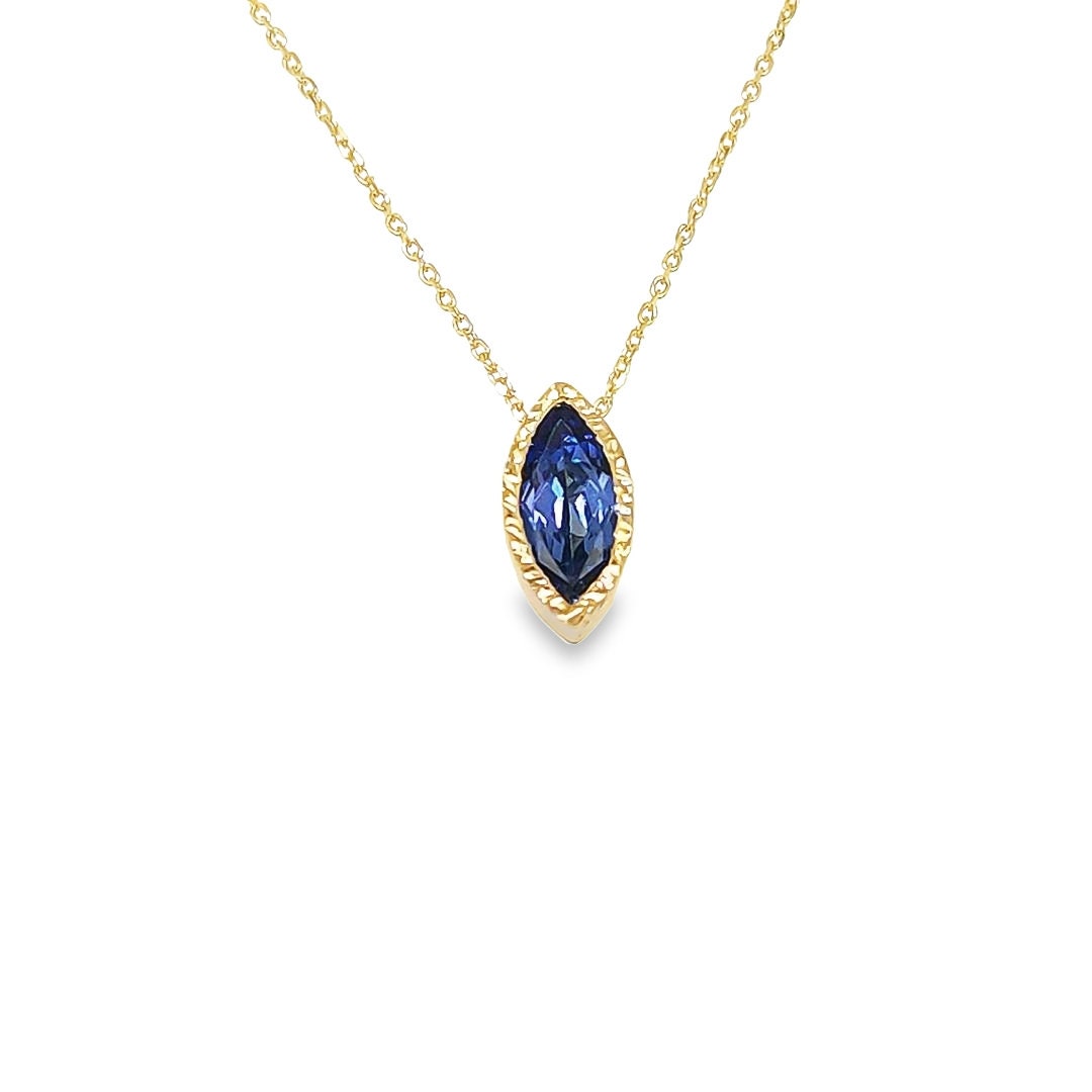 Handmade in 14k Gold Tanzanite Necklace With Subtle Heart for