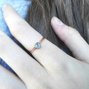 Natural Aquamarine Bridal Wedding Set,  Aquamarine Engagement Ring Set, Hexagon Engagement Ring, Unique and Simple Bridal Wedding Set