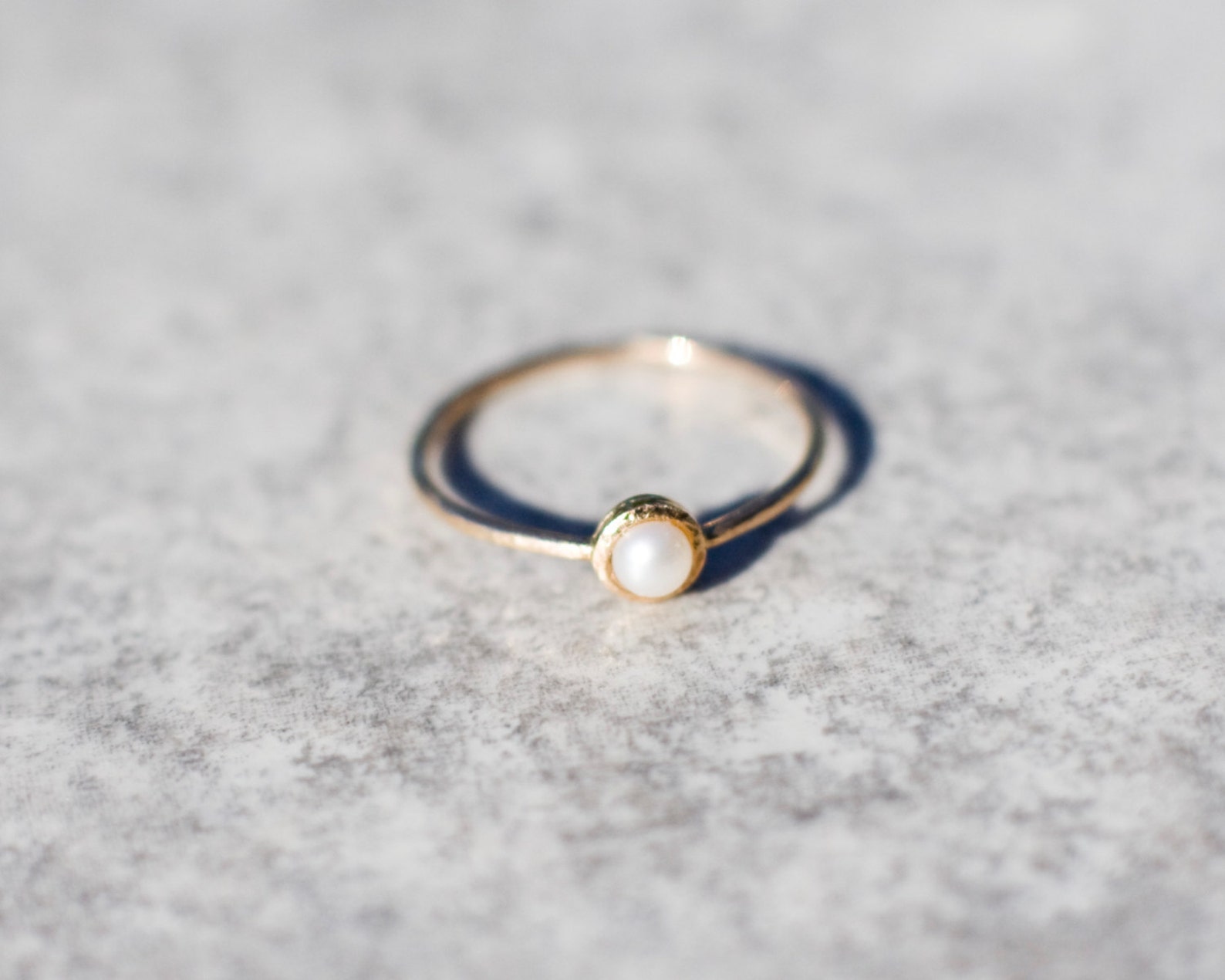 Pear Ring 14K Gold Small Pearl Engagement Ring Gold Ring Etsy