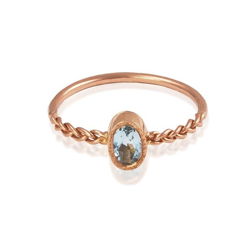 Rose Gold Aquamarine Engagement Ring, Blue Aquamarine Ring With
